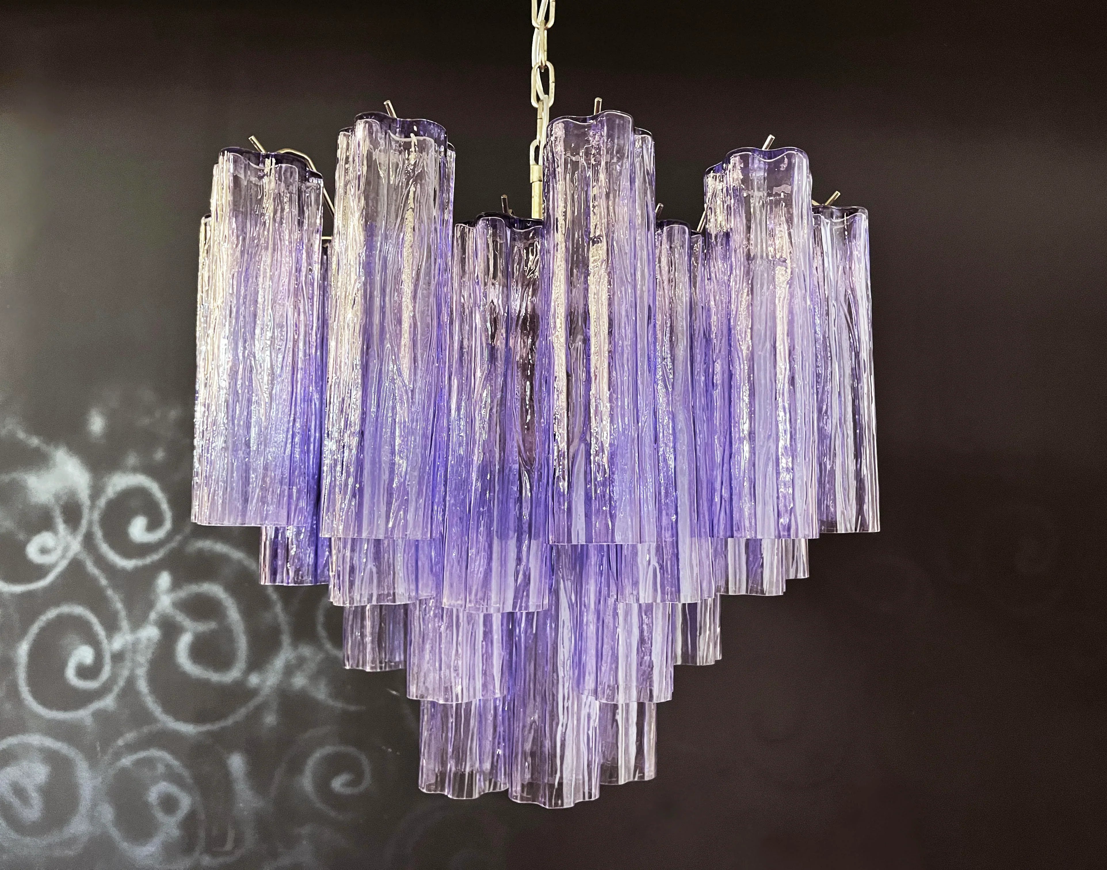 Fantastic Murano Amethyst Glass Tube Chandelier 22.8"