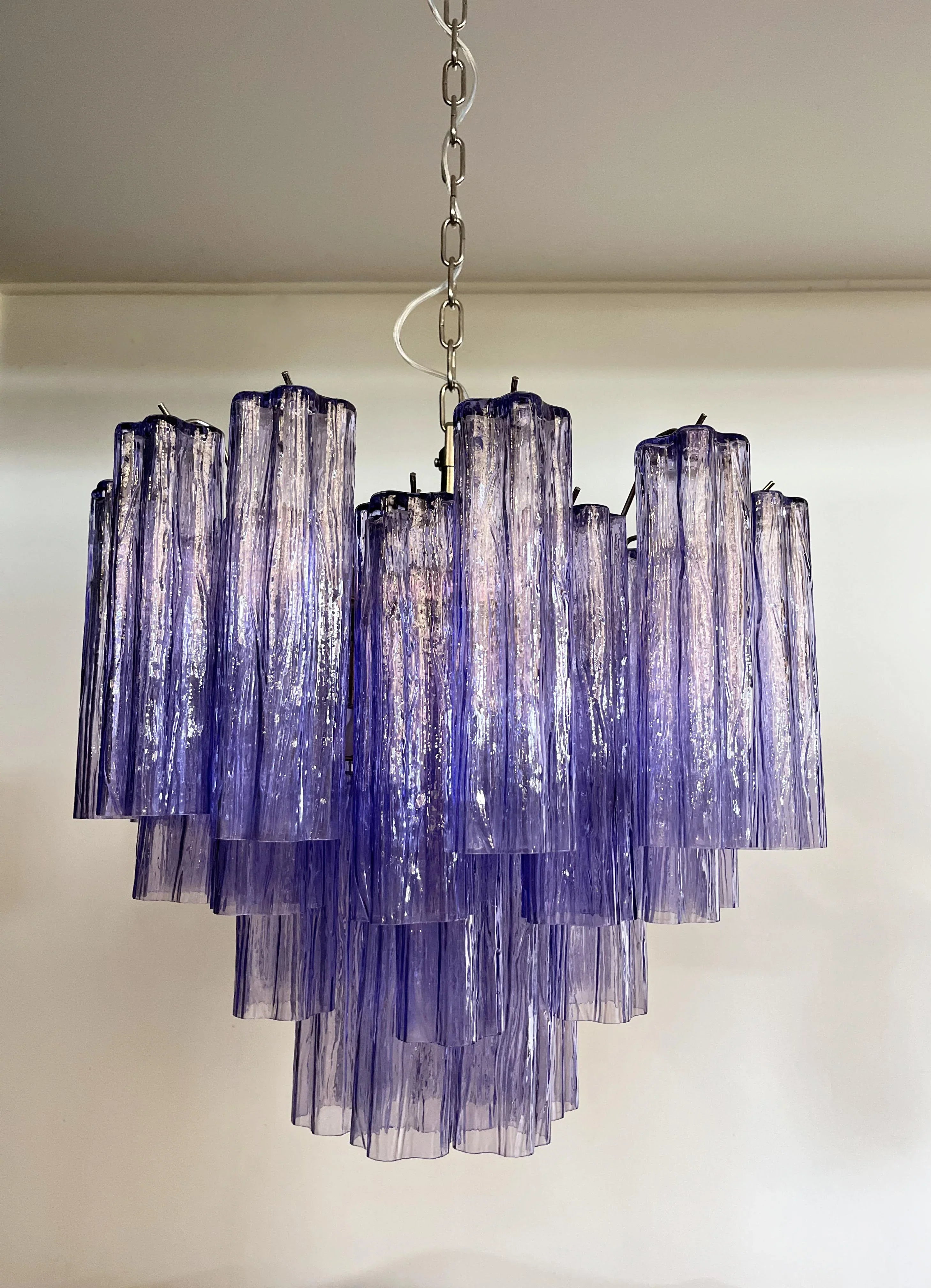 Fantastic Murano Amethyst Glass Tube Chandelier 22.8"