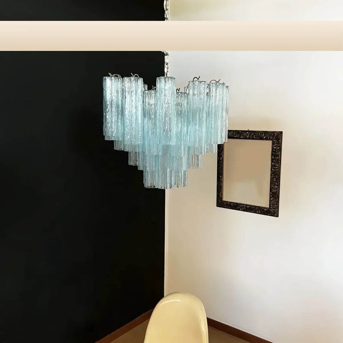 Fantastic Murano Blue Glass Tube Chandelier