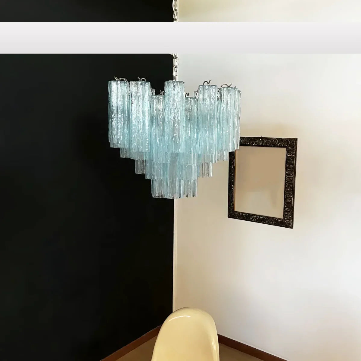 Fantastic Murano Blue Glass Tube Chandelier