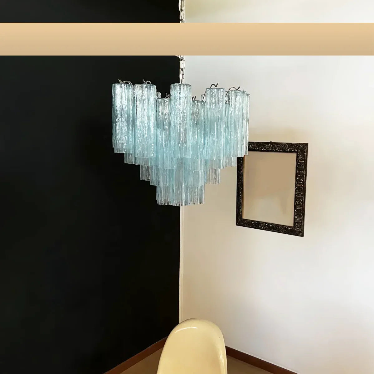 Fantastic Murano Blue Glass Tube Chandelier