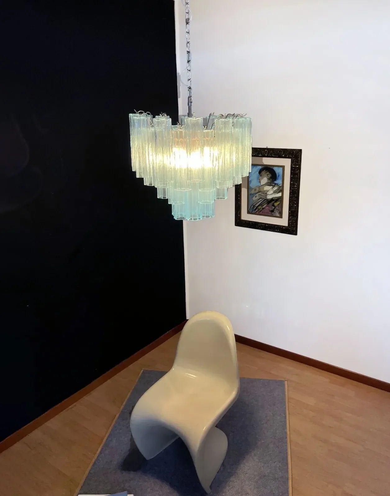 Fantastic Murano Blue Glass Tube Chandelier