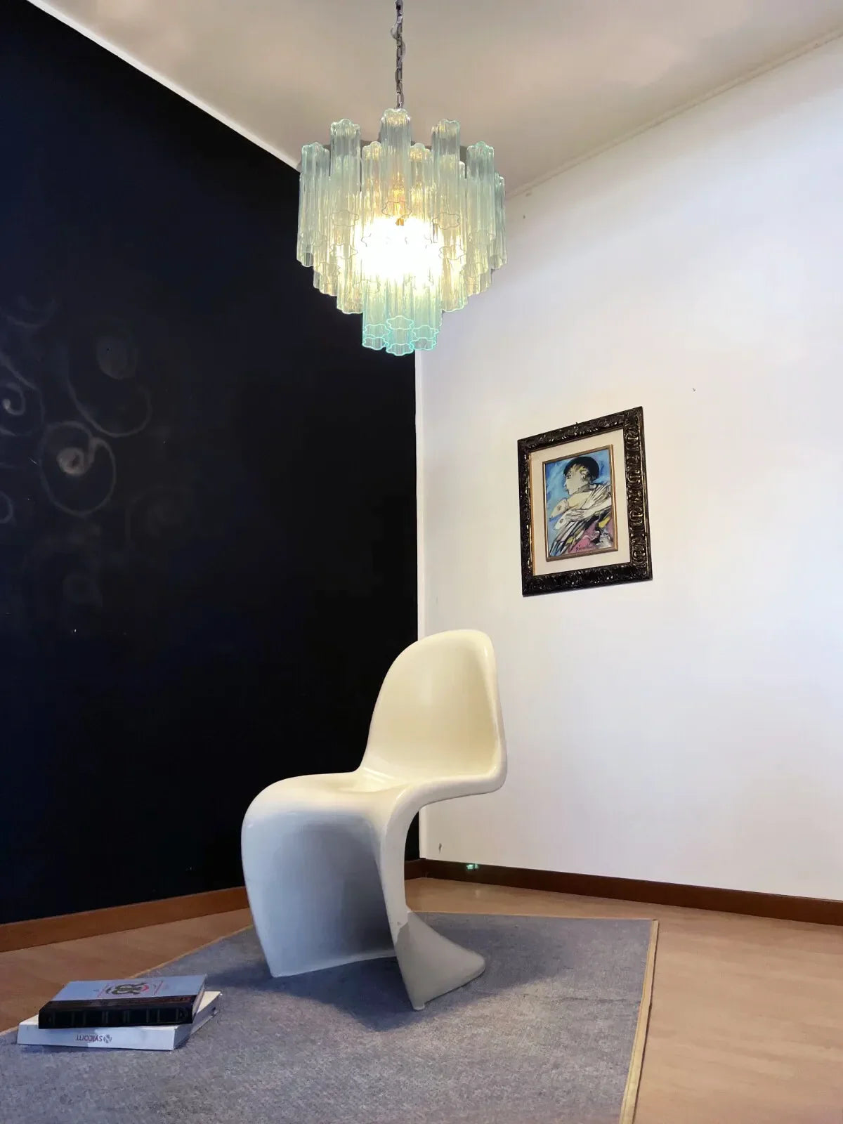 Fantastic Murano Blue Glass Tube Chandelier