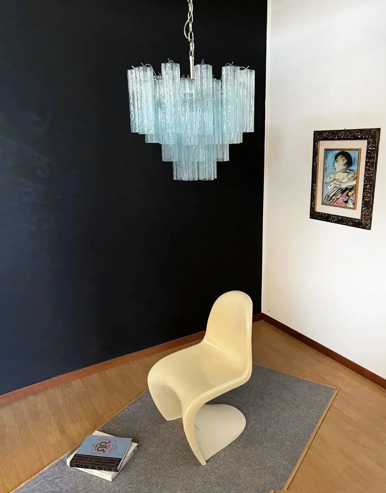 Fantastic Murano Blue Glass Tube Chandelier