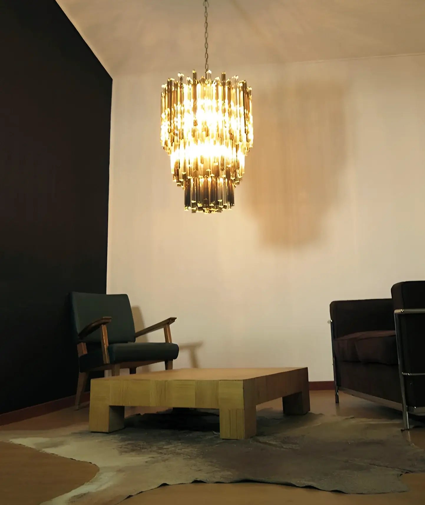 Fantastic Murano Prisms Smoked Transparent Chandelier