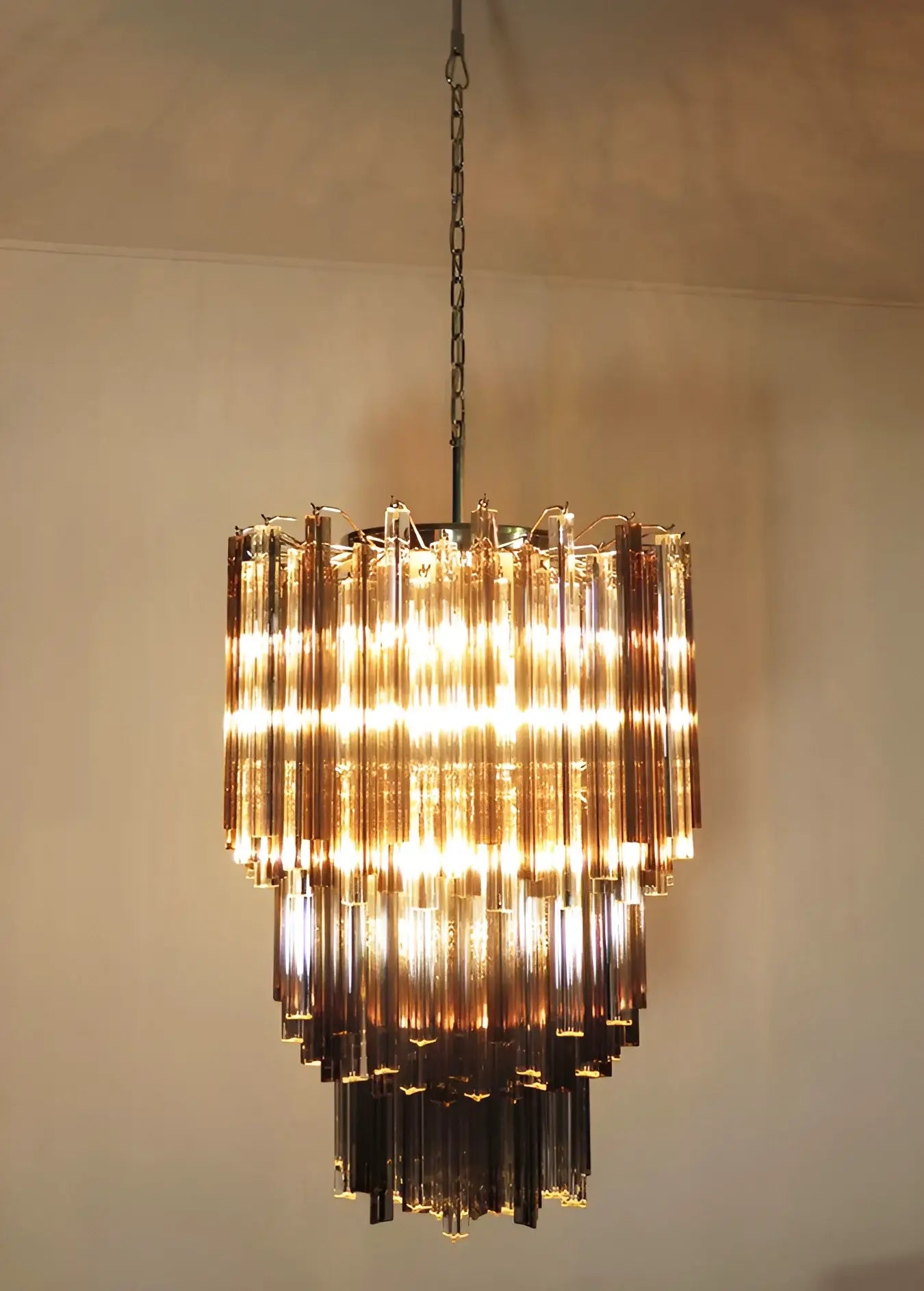 Fantastic Murano Prisms Smoked Transparent Chandelier