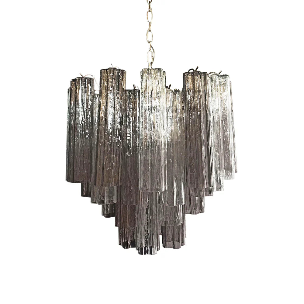 Fantastic Murano Smoked Glass Tube Chandelier 22.8"