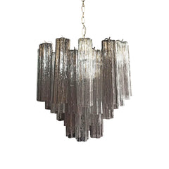Fantastic Murano Smoked Glass Tube Chandelier 22.8"