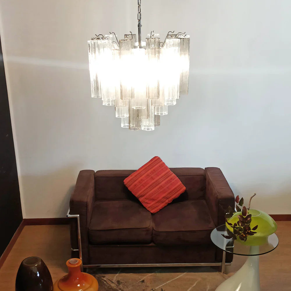 Fantastic Murano Smoked Glass Tube Chandelier 22.8"