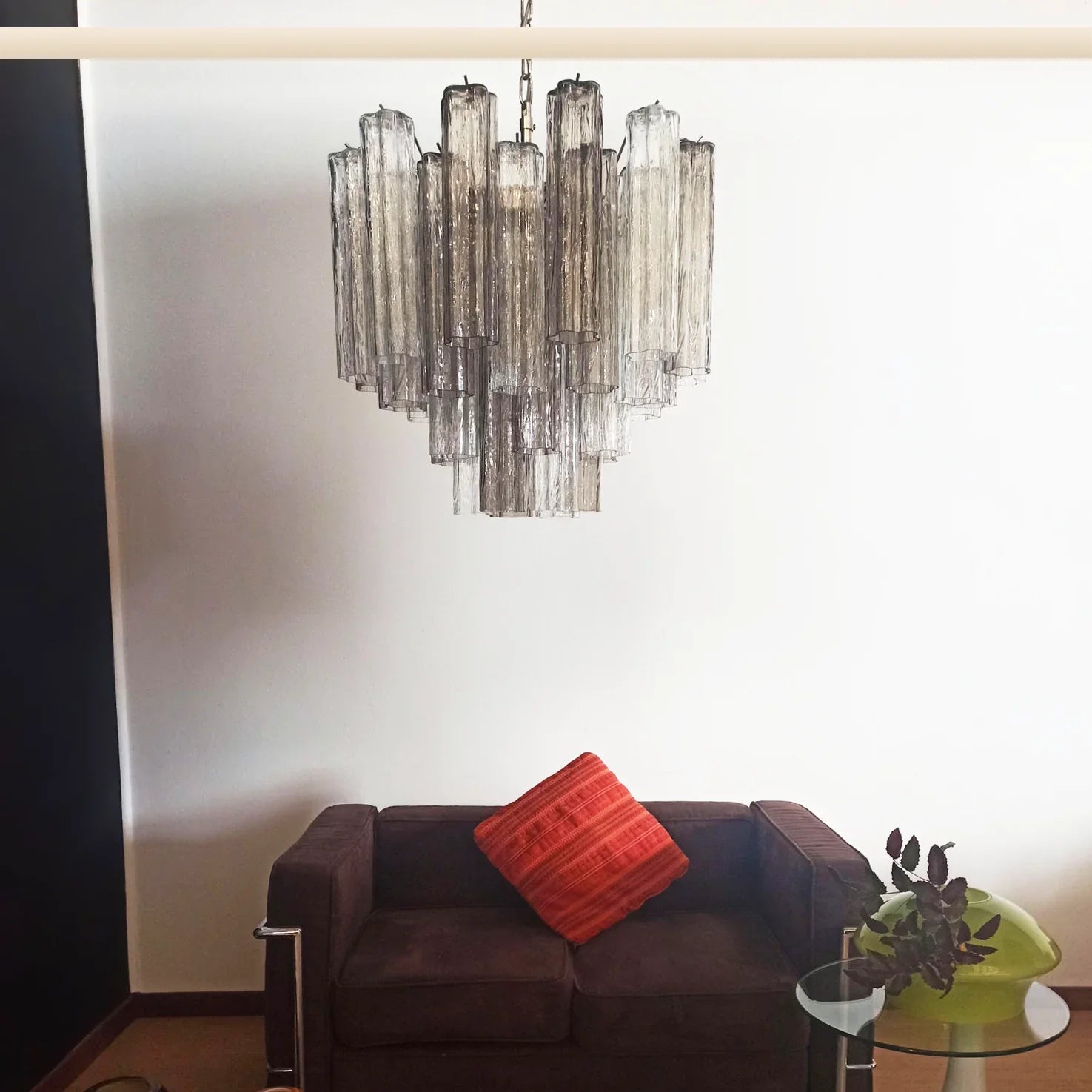 Fantastic Murano Smoked Glass Tube Chandelier 22.8"