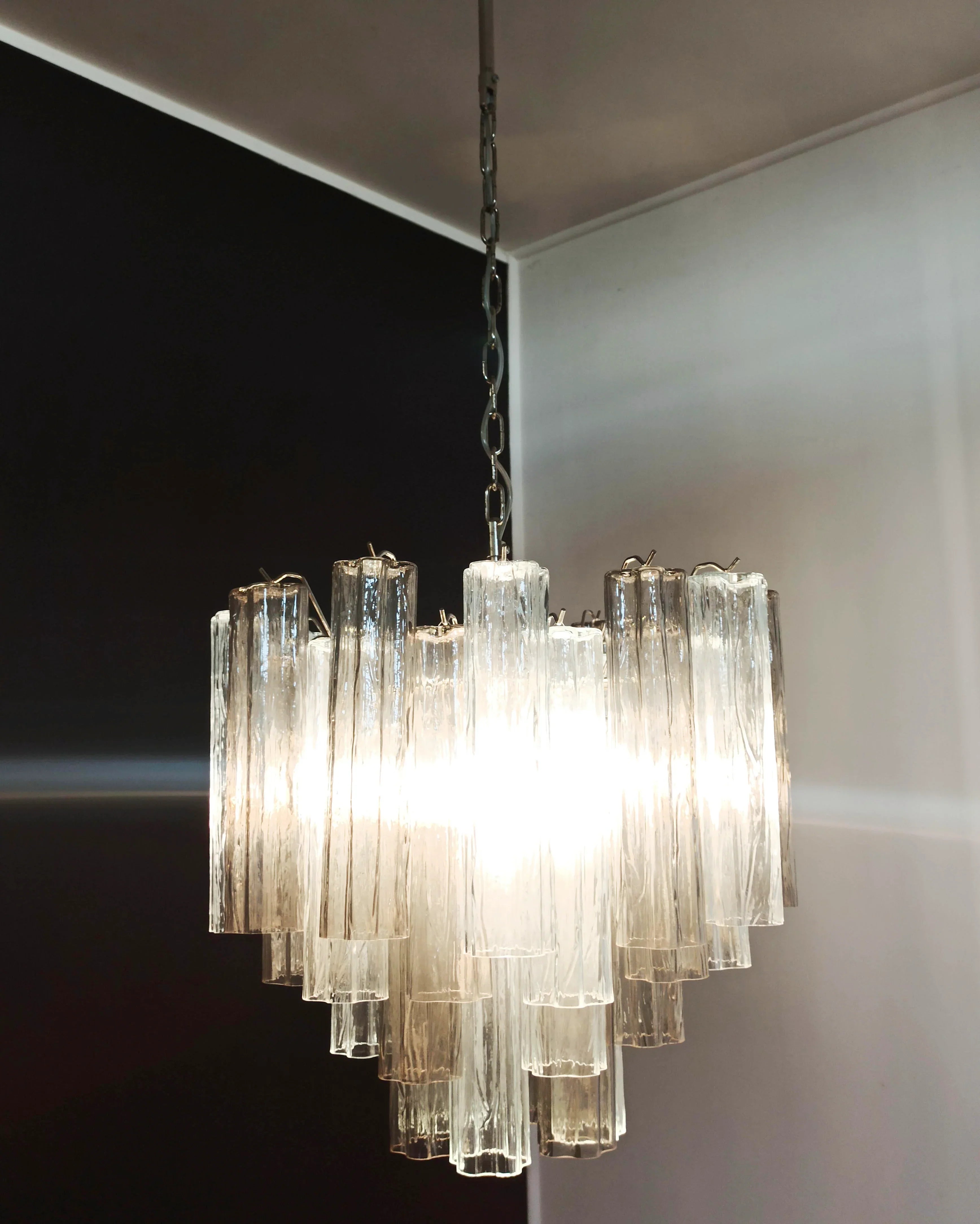 Fantastic Murano Smoked Glass Tube Chandelier 22.8"