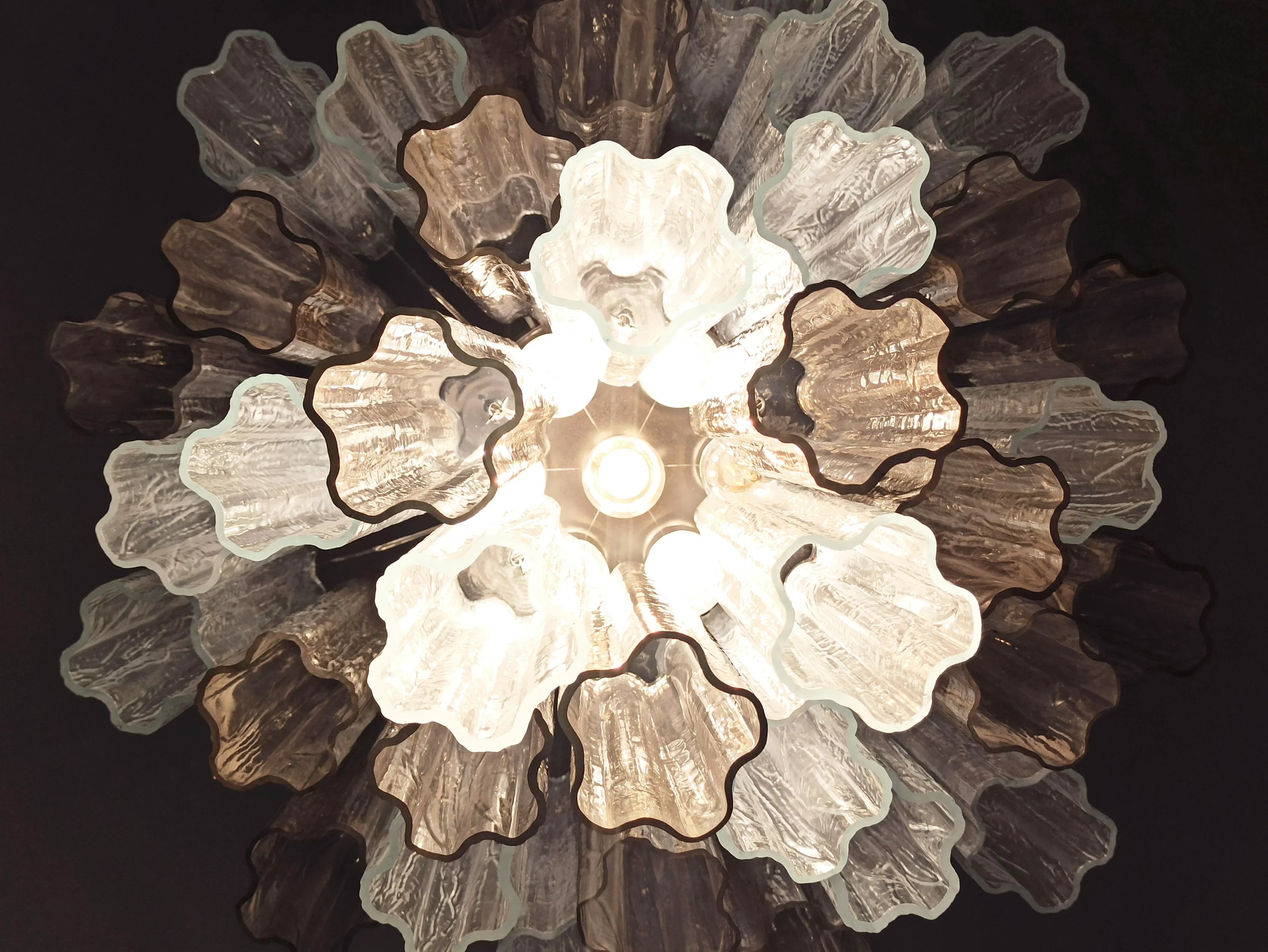 Fantastic Murano Smoked Glass Tube Chandelier 22.8"