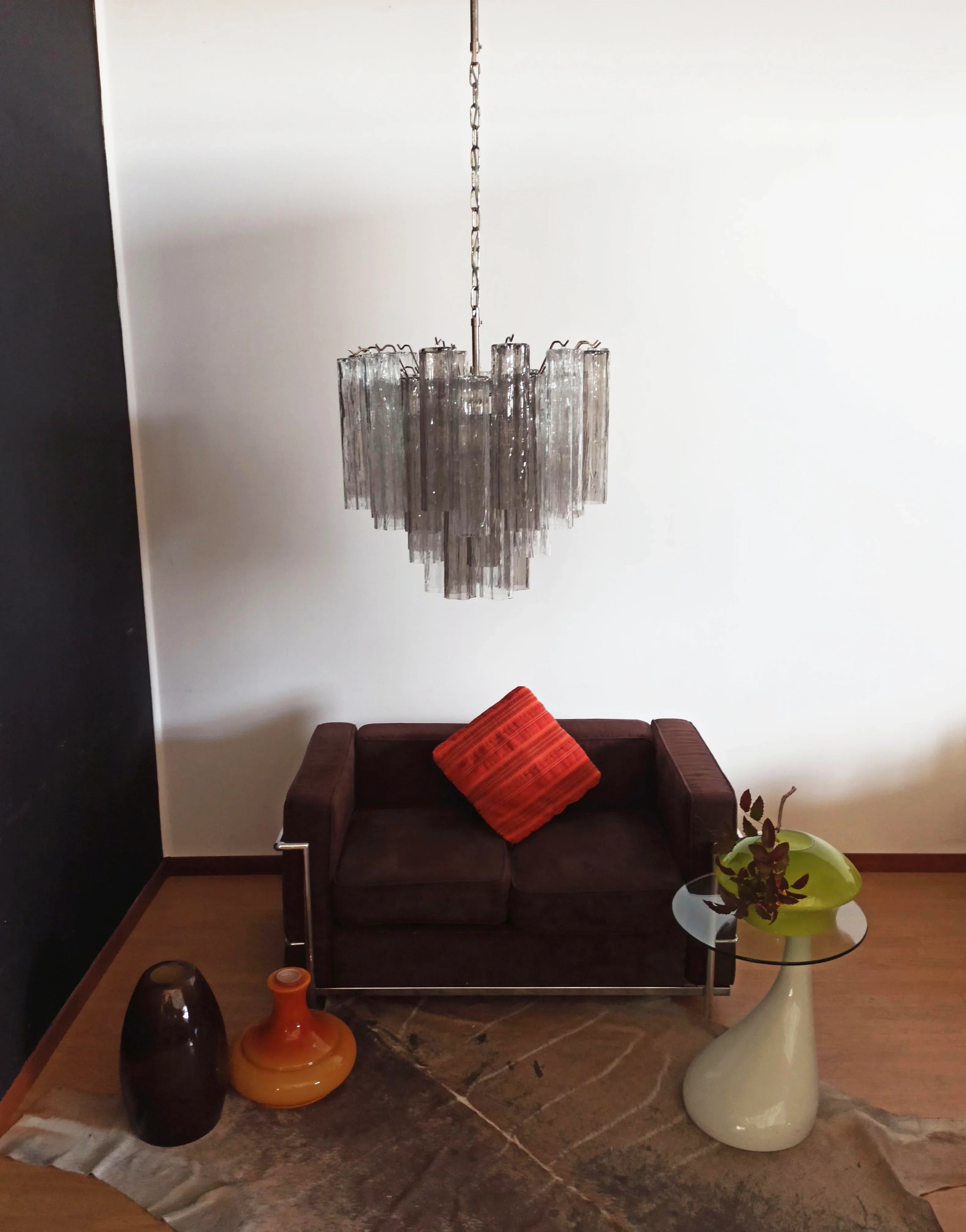 Fantastic Murano Smoked Glass Tube Chandelier 22.8"