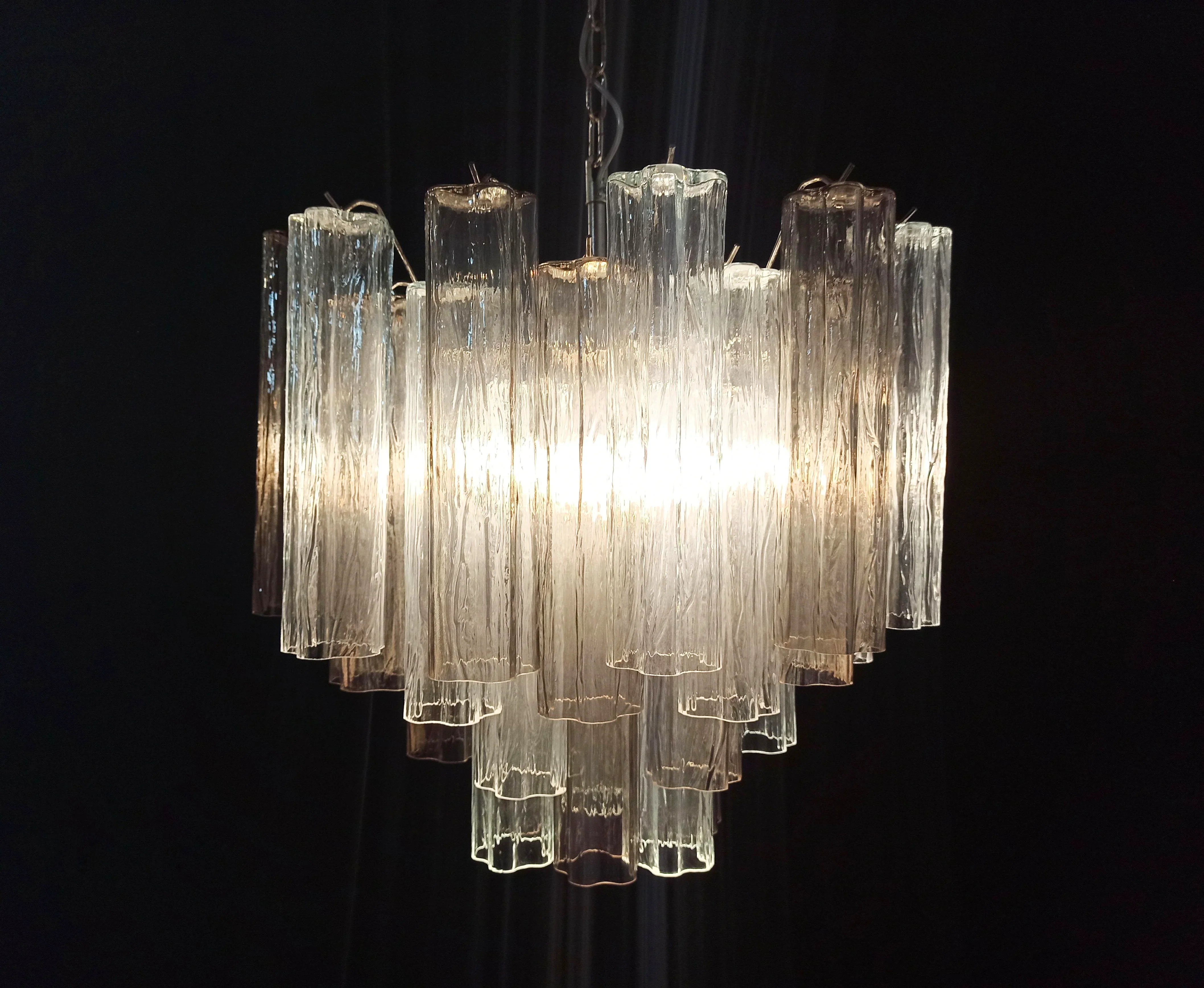Fantastic Murano Smoked Glass Tube Chandelier 22.8"