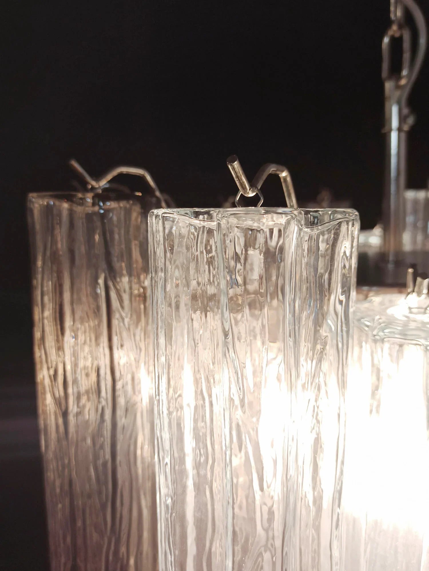 Fantastic Murano Smoked Glass Tube Chandelier 22.8"