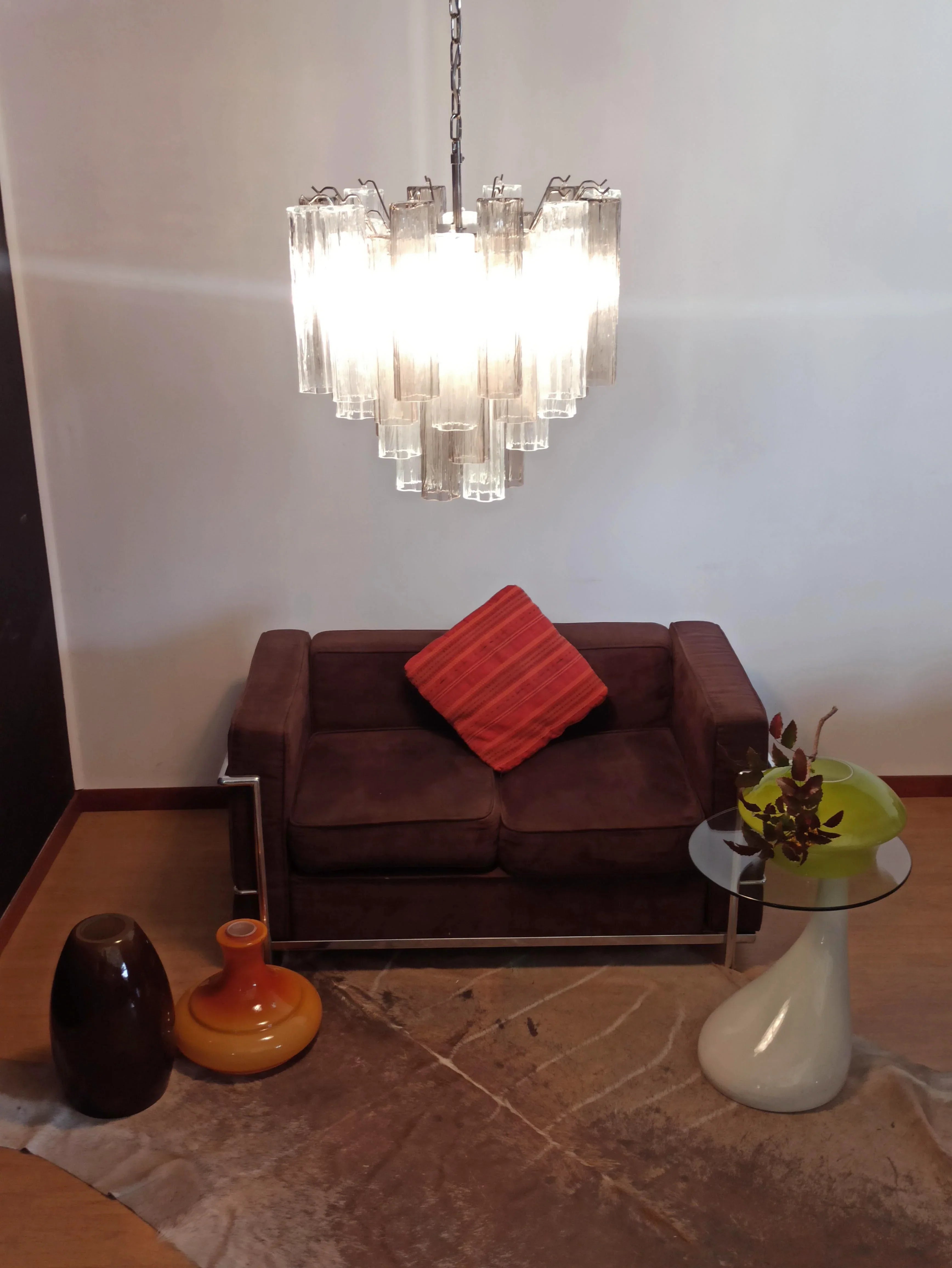 Fantastic Murano Smoked Glass Tube Chandelier 22.8"