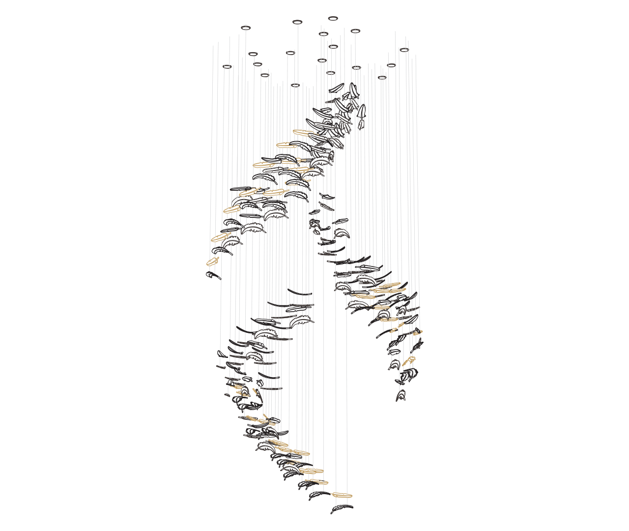 Nenufar Handblown Glass Chandelier L59" 7.9" 9.8" 11.8"