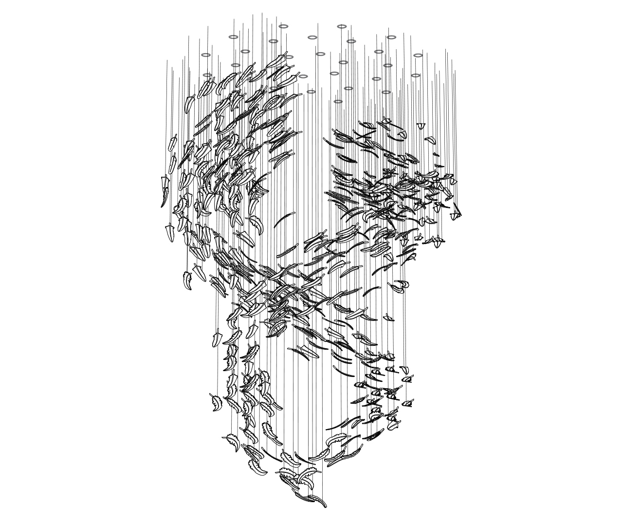 Nenufar Handblown Glass Chandelier L59" 7.9" 9.8" 11.8"