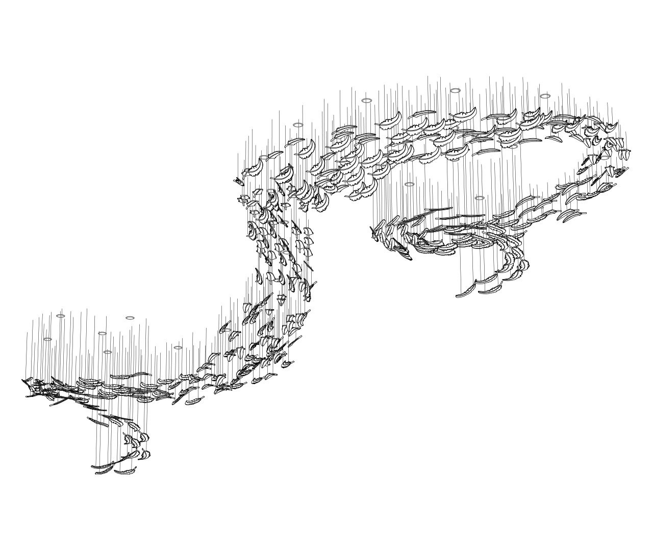 Nenufar Handblown Glass Chandelier L59" 7.9" 9.8" 11.8"