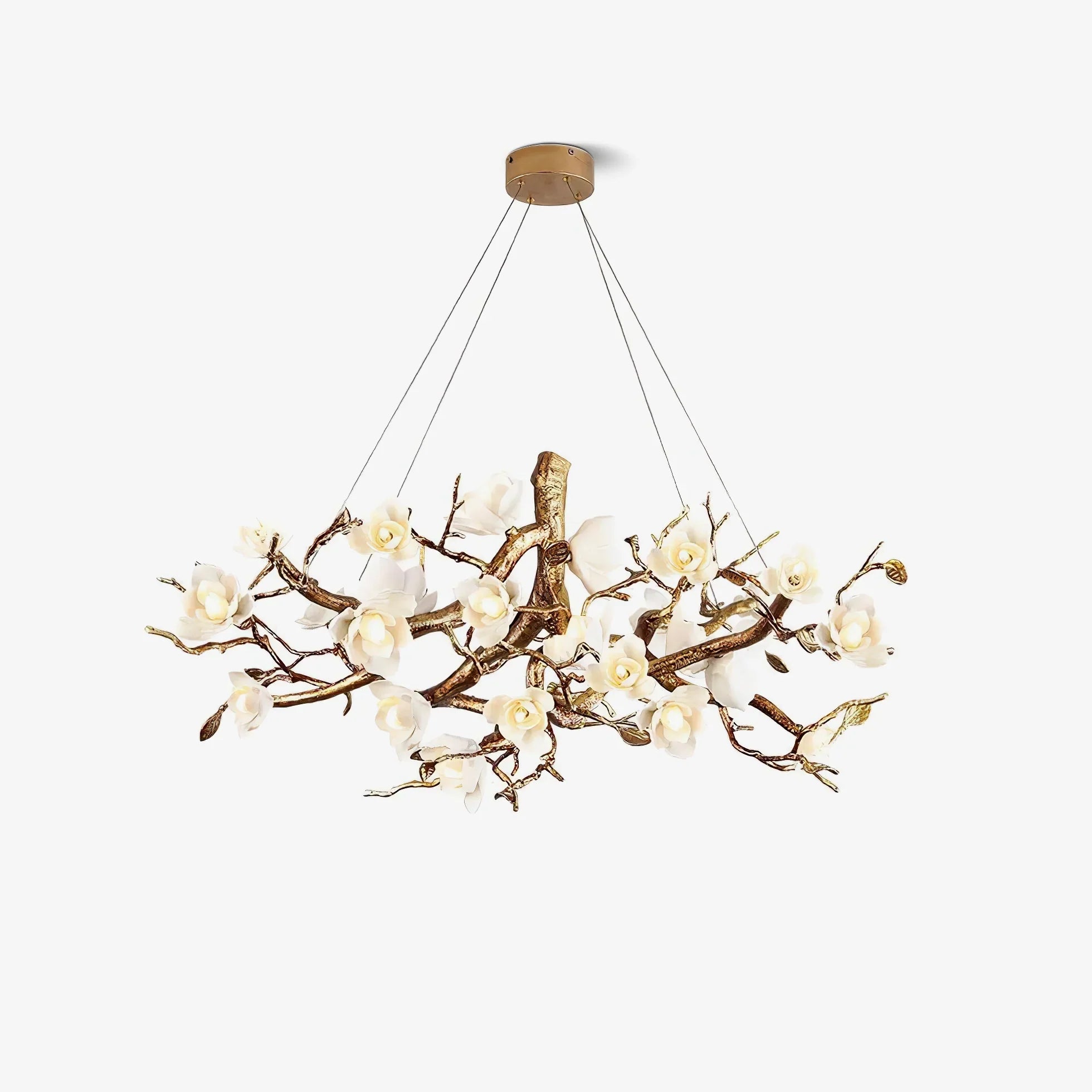 Flora Flower Bloom Branch Brass Chandelier