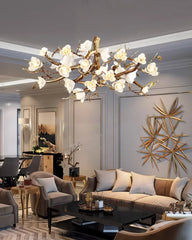 Flora Flower Bloom Branch Brass Chandelier