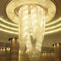 Flush mount lobby lighting crystal chandelier