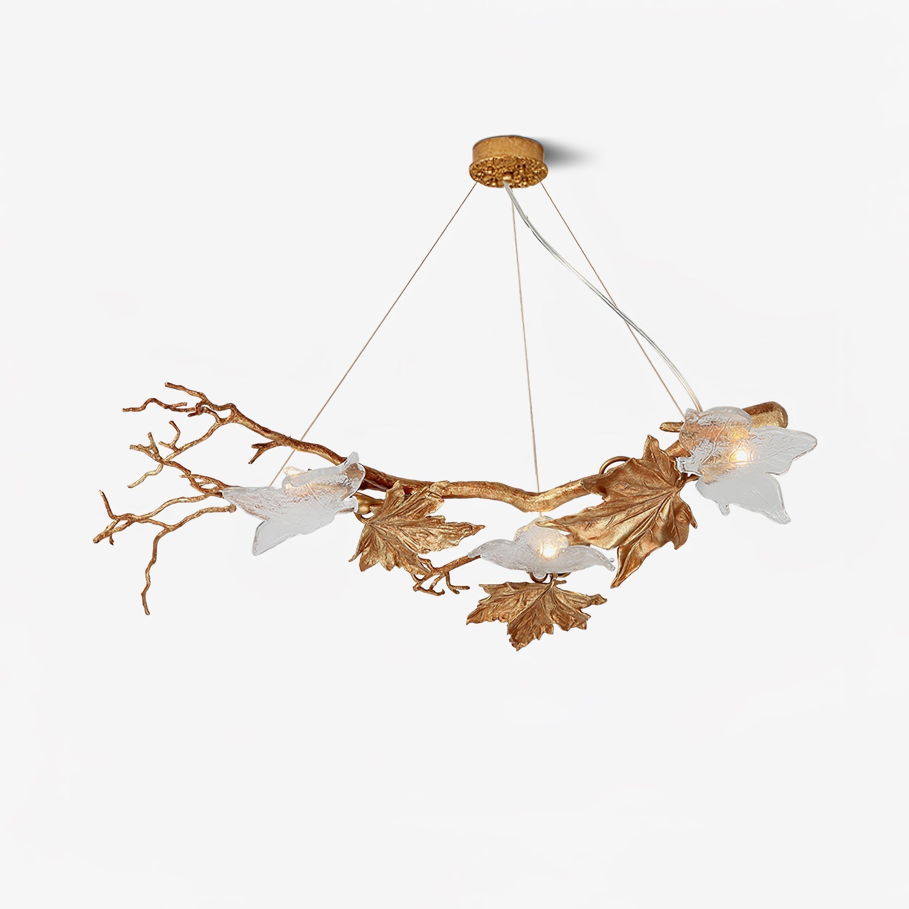 Flora Leaf Branch Brass Chandelier