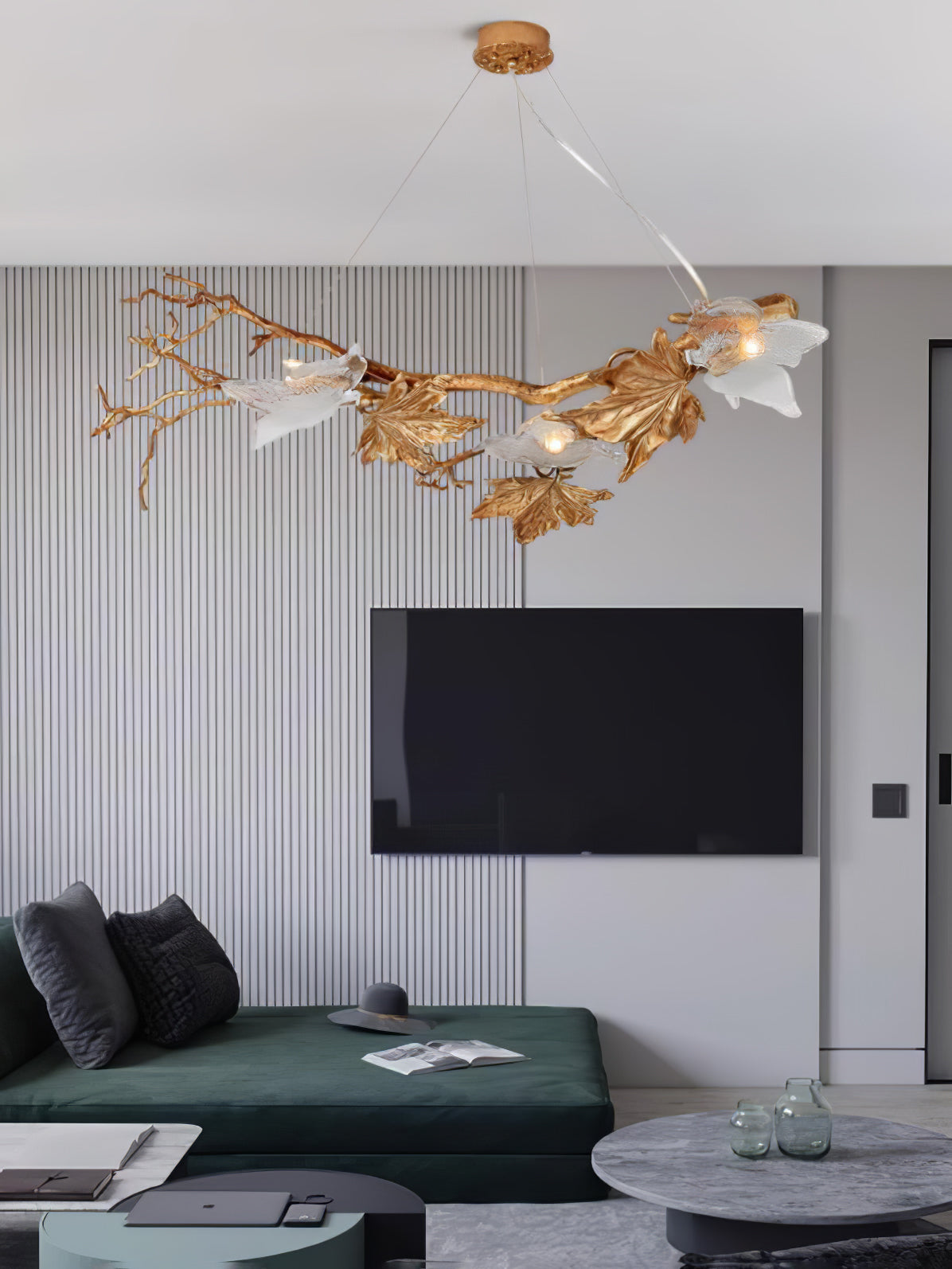 Flora Leaf Branch Brass Chandelier