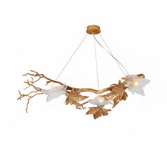 Flora Leaf Branch Brass Chandelier