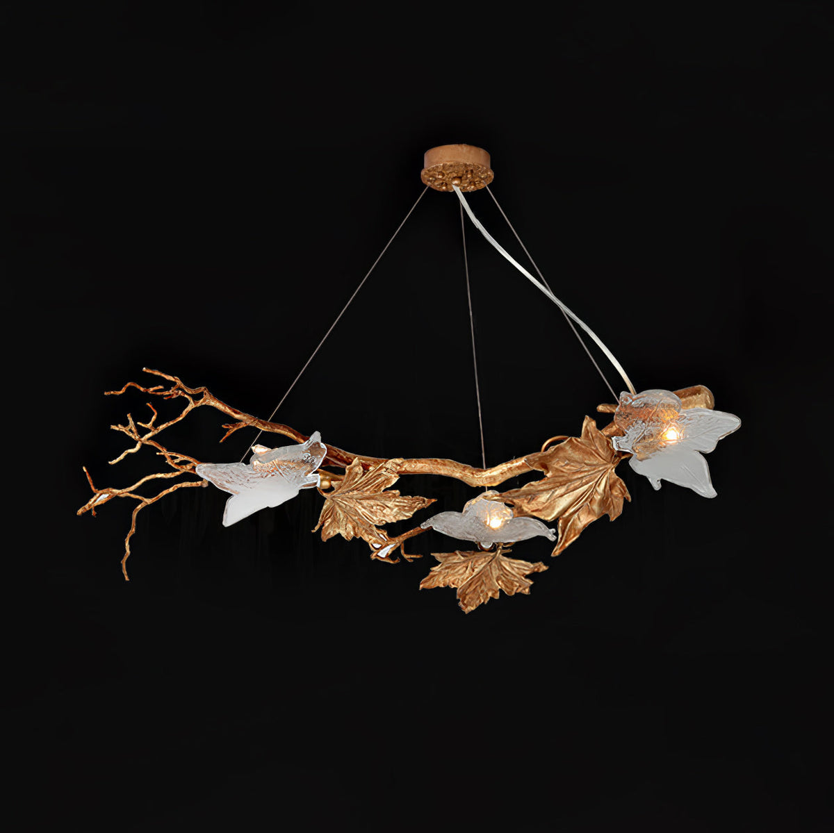 Flora Leaf Branch Brass Chandelier
