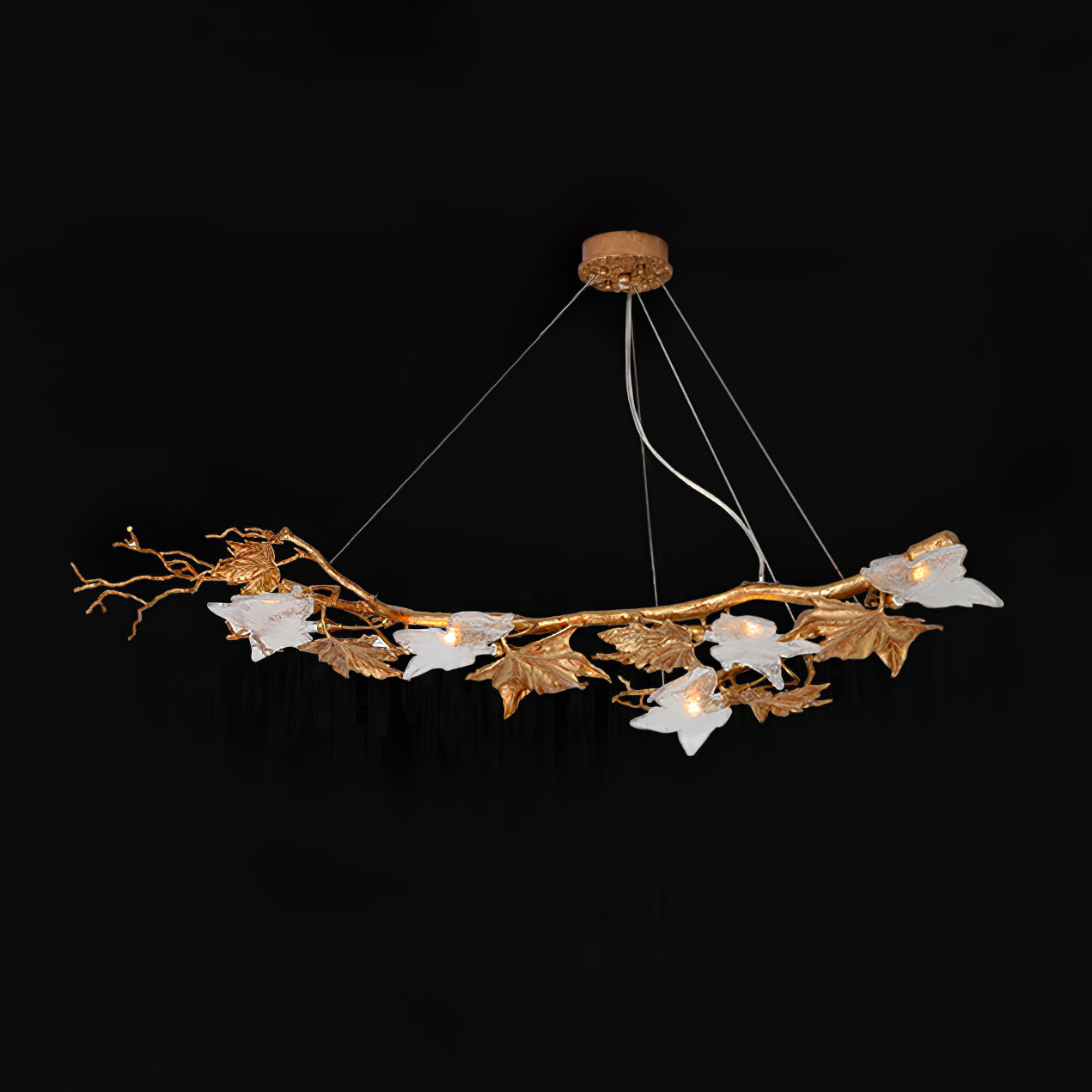 Flora Leaf Branch Brass Chandelier