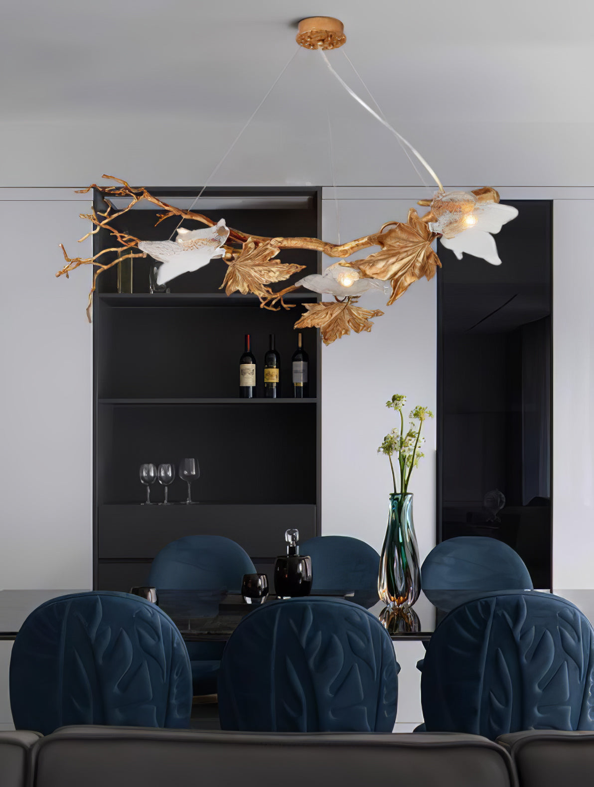 Flora Leaf Branch Brass Chandelier
