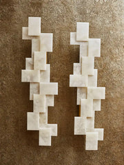 Alabaster Long Brass Wall Sconces