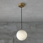 Opulent Alabaster Ball Pendant Light For Kitchen Island