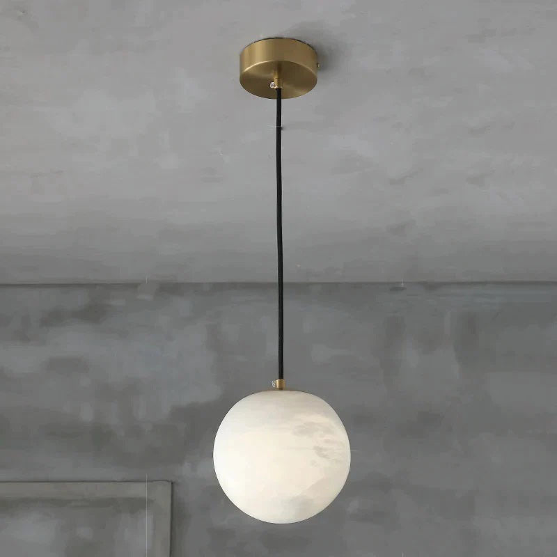 Opulent Alabaster Ball Pendant Light For Kitchen Island