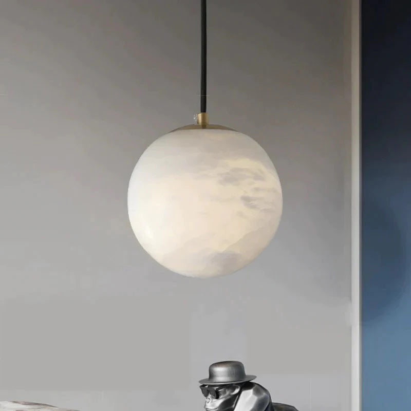 Opulent Alabaster Ball Pendant Light For Kitchen Island