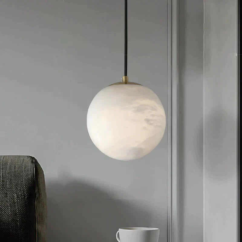 Opulent Alabaster Ball Pendant Light For Kitchen Island