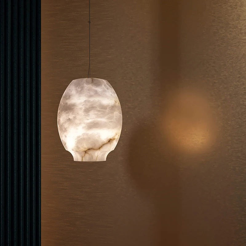 GLOOW Alabaster Lantern Bedside Pendant Light