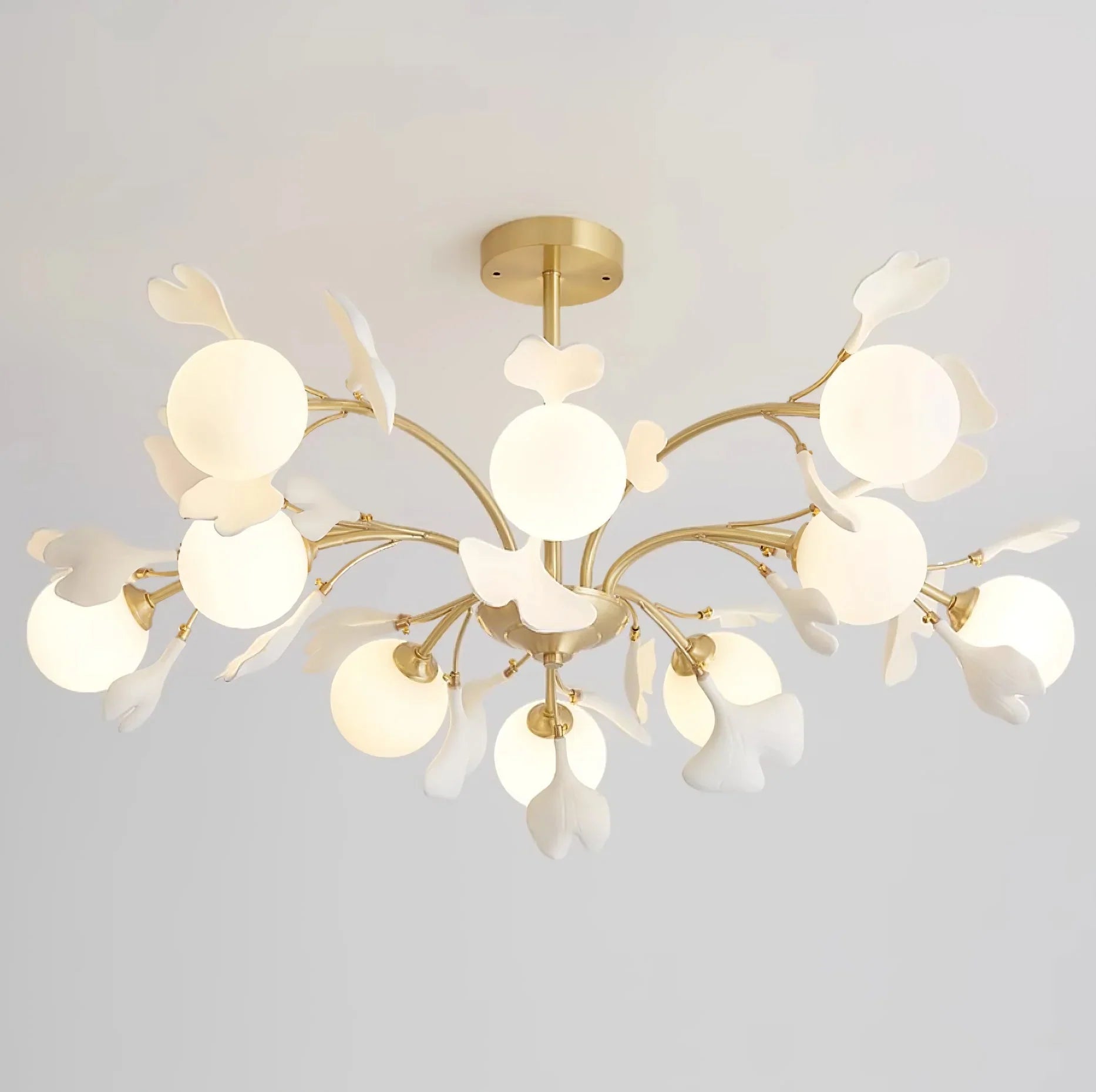 Twilight Branches Ceramic Gingko Chandelier