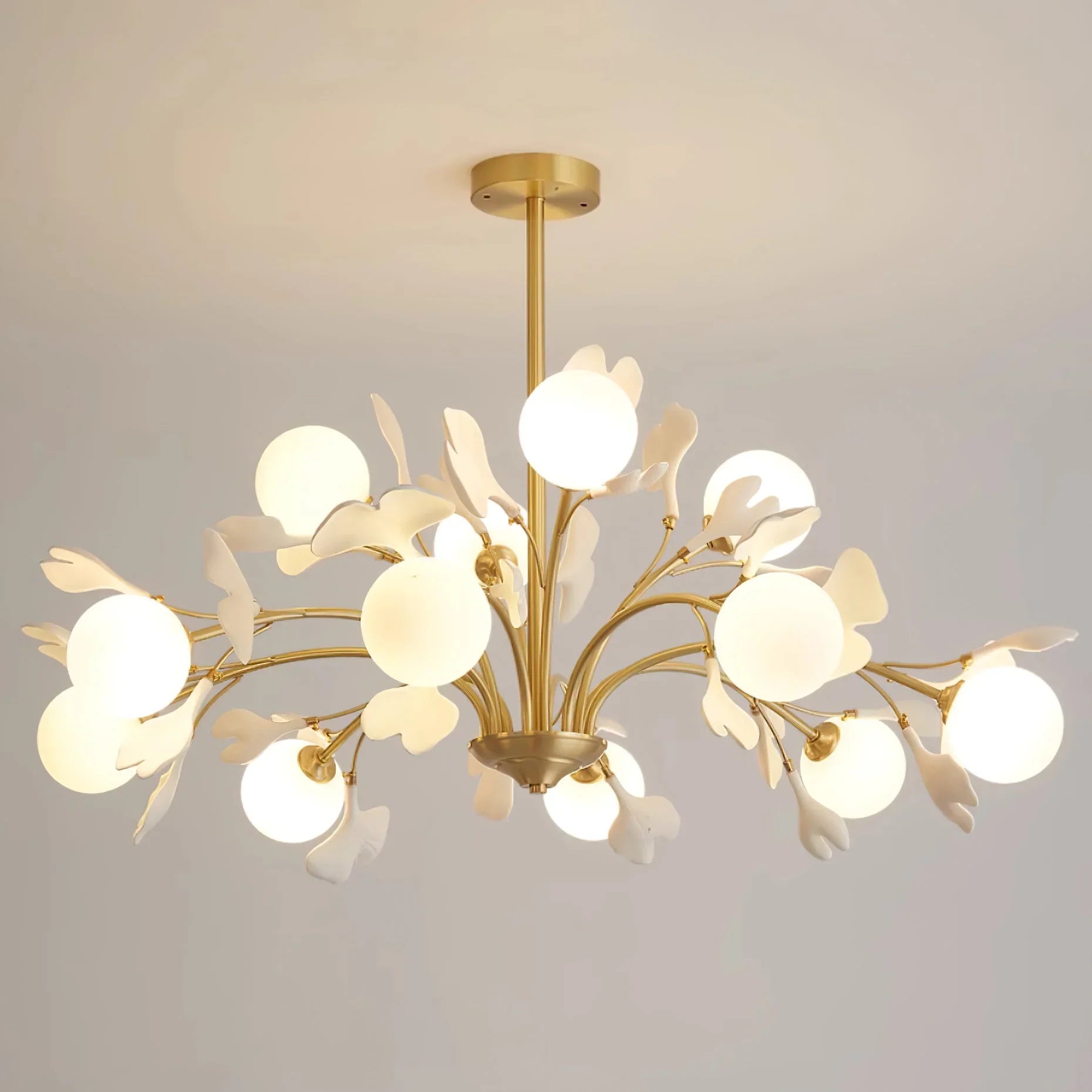Twilight Branches Ceramic Gingko Chandelier