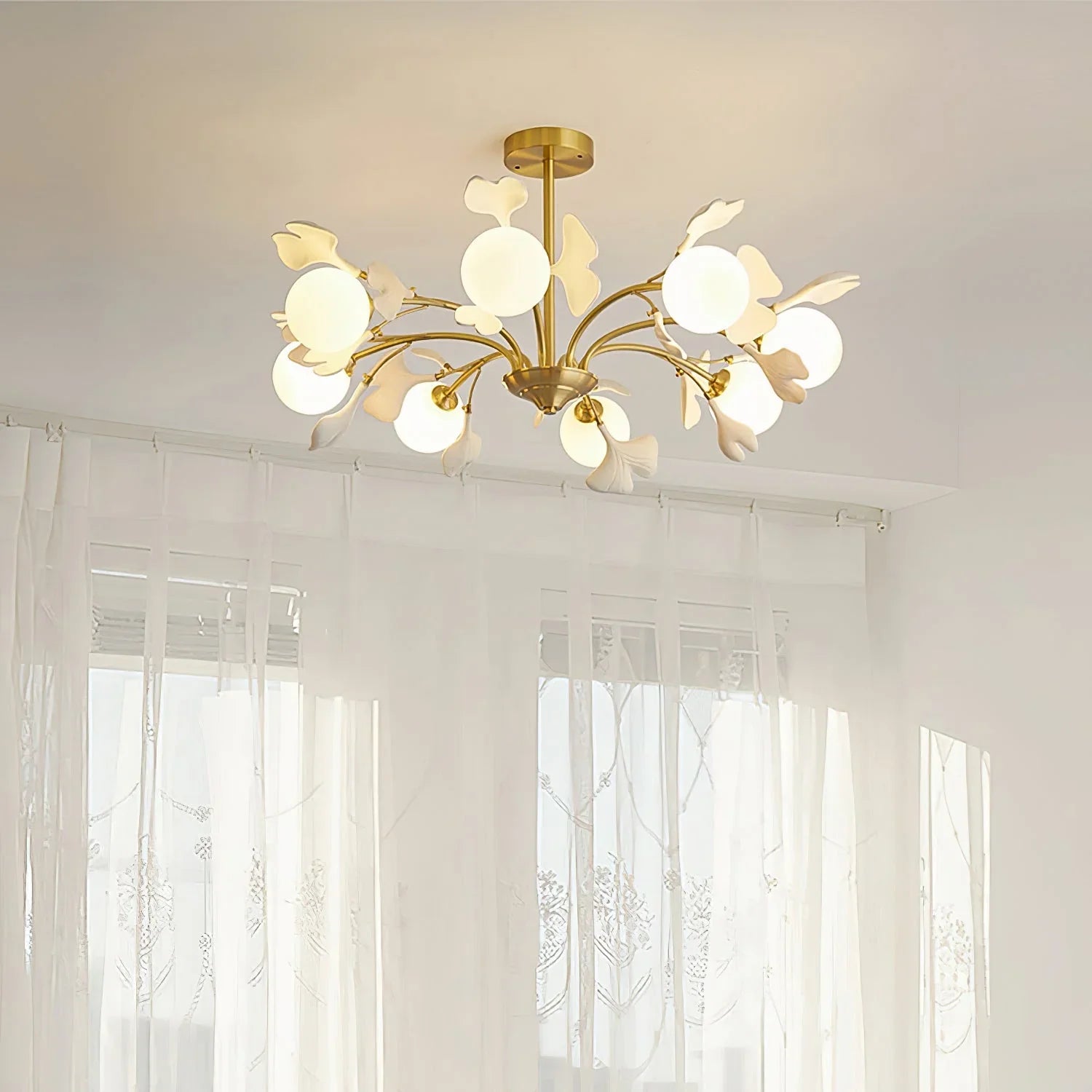 Twilight Branches Ceramic Gingko Chandelier