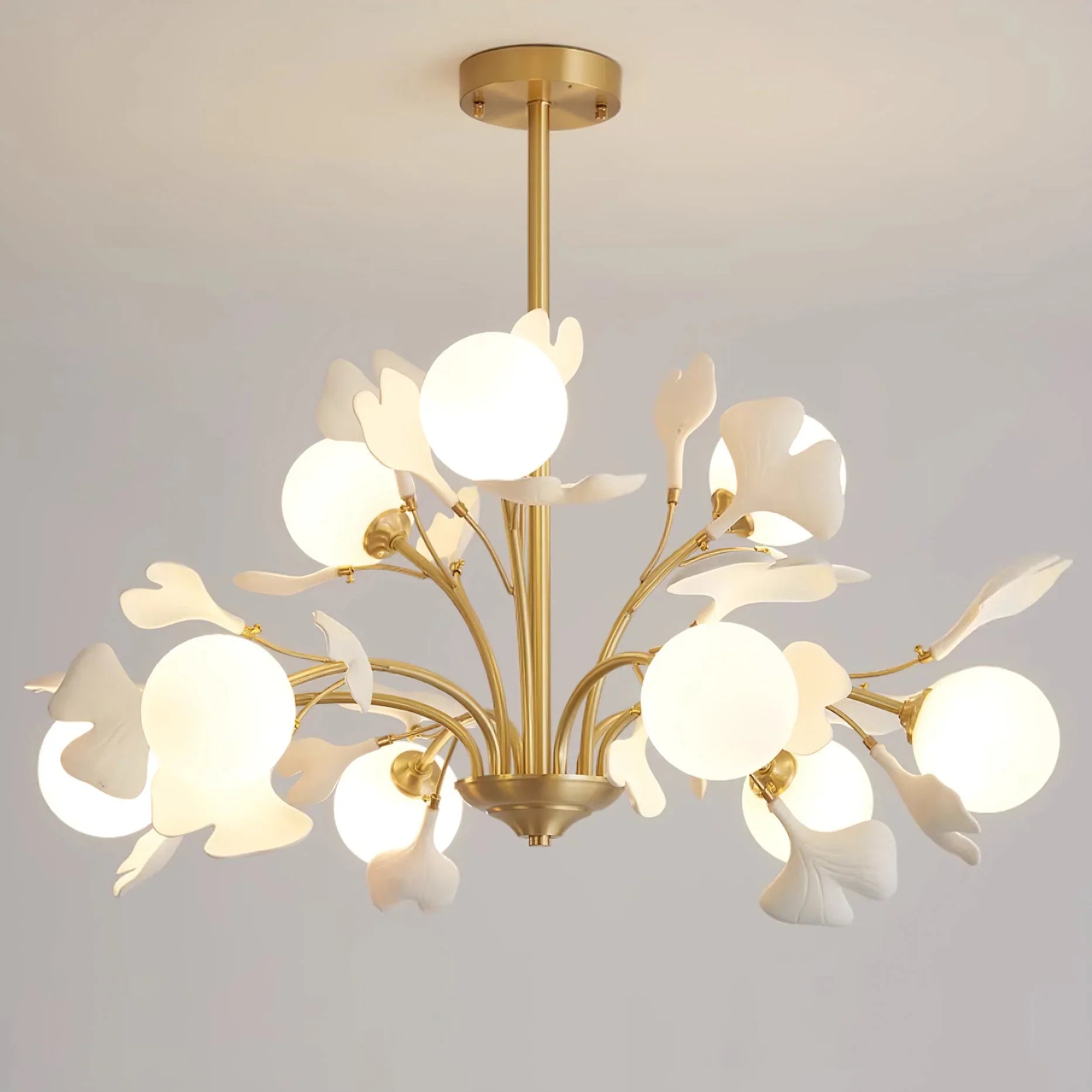 Twilight Branches Ceramic Gingko Chandelier