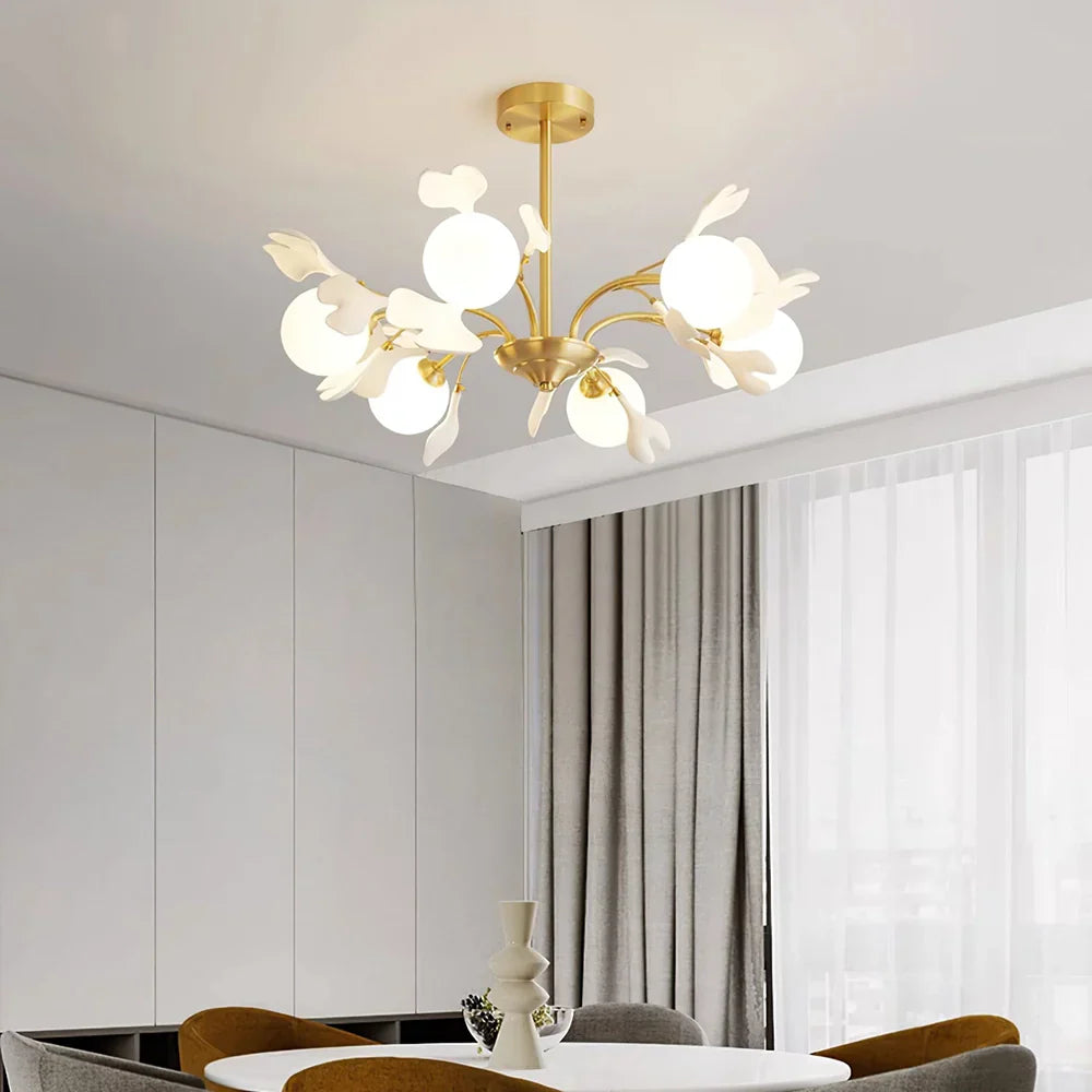 Twilight Branches Ceramic Gingko Chandelier