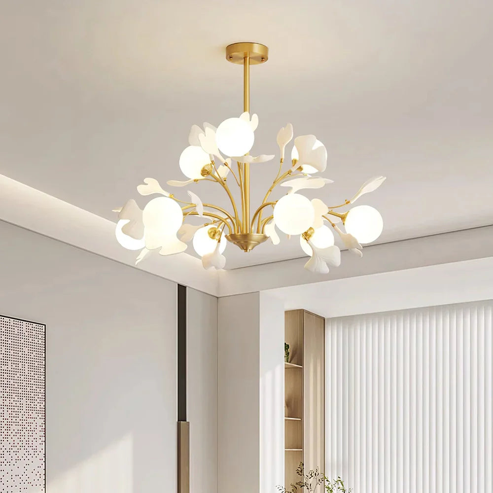Twilight Branches Ceramic Gingko Chandelier
