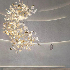 Twilight Branches Ceramic Ginkgo Spiral Linear Chandelier 23.6" 31.5" 49" 55"D#size_49.2" D X 59" H