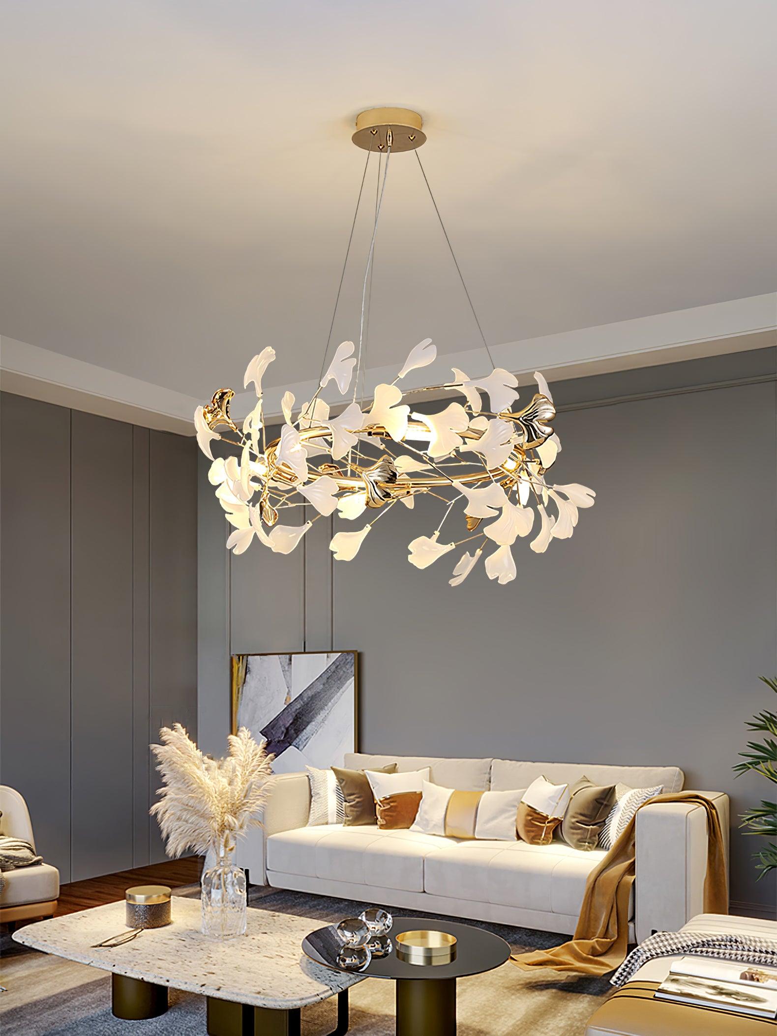Twilight Branches Ceramic Gingko Chandelier T
