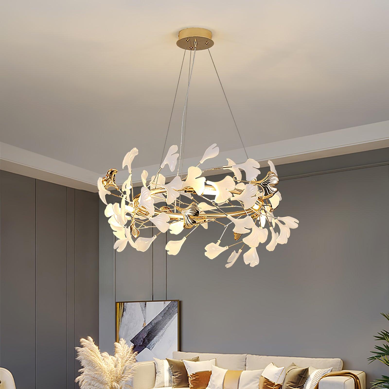 Twilight Branches Ceramic Gingko Chandelier T