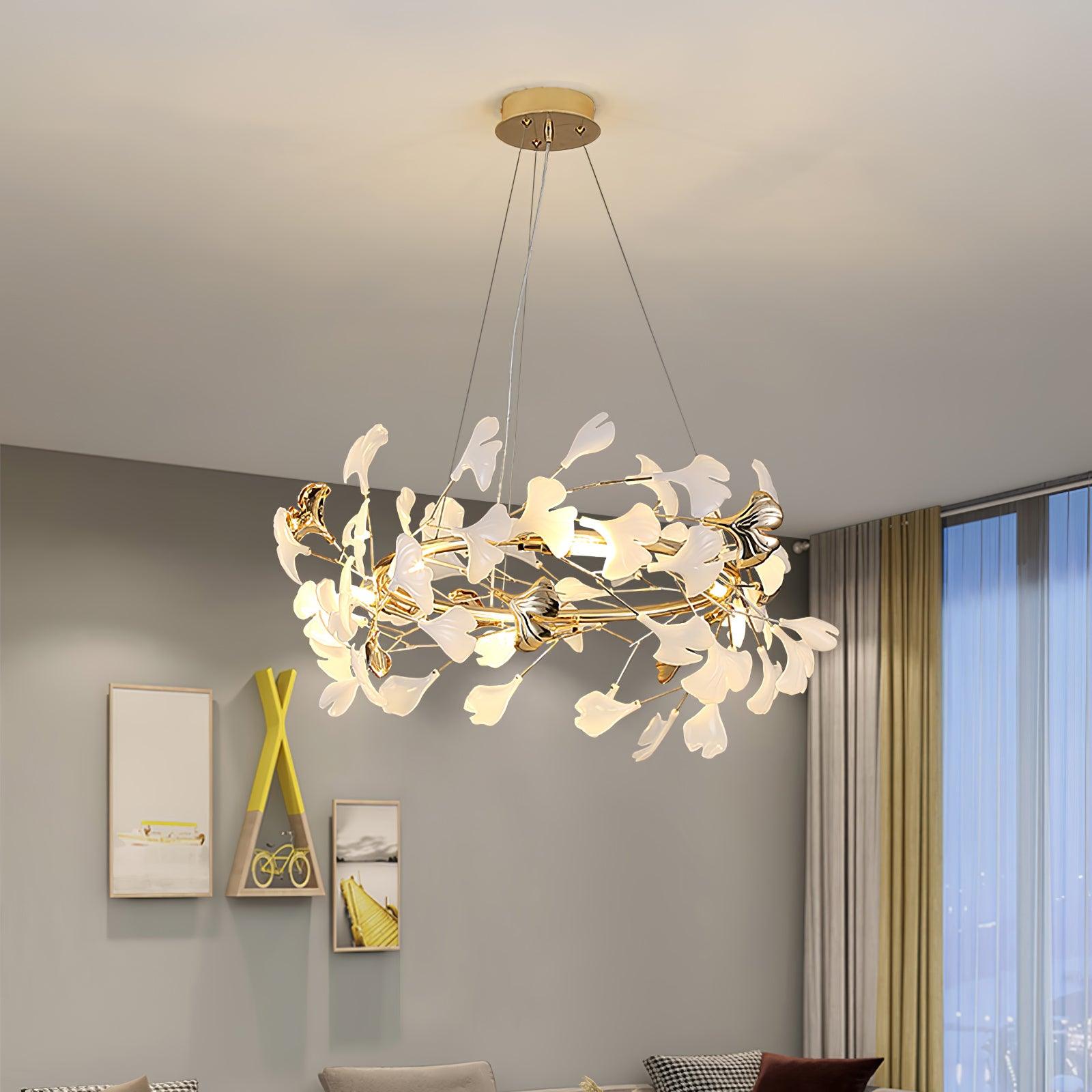 Twilight Branches Ceramic Gingko Chandelier T