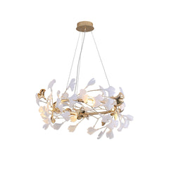 Twilight Branches Ceramic Gingko Chandelier T#size_Model A ∅ 23.6″ x H 11.8″