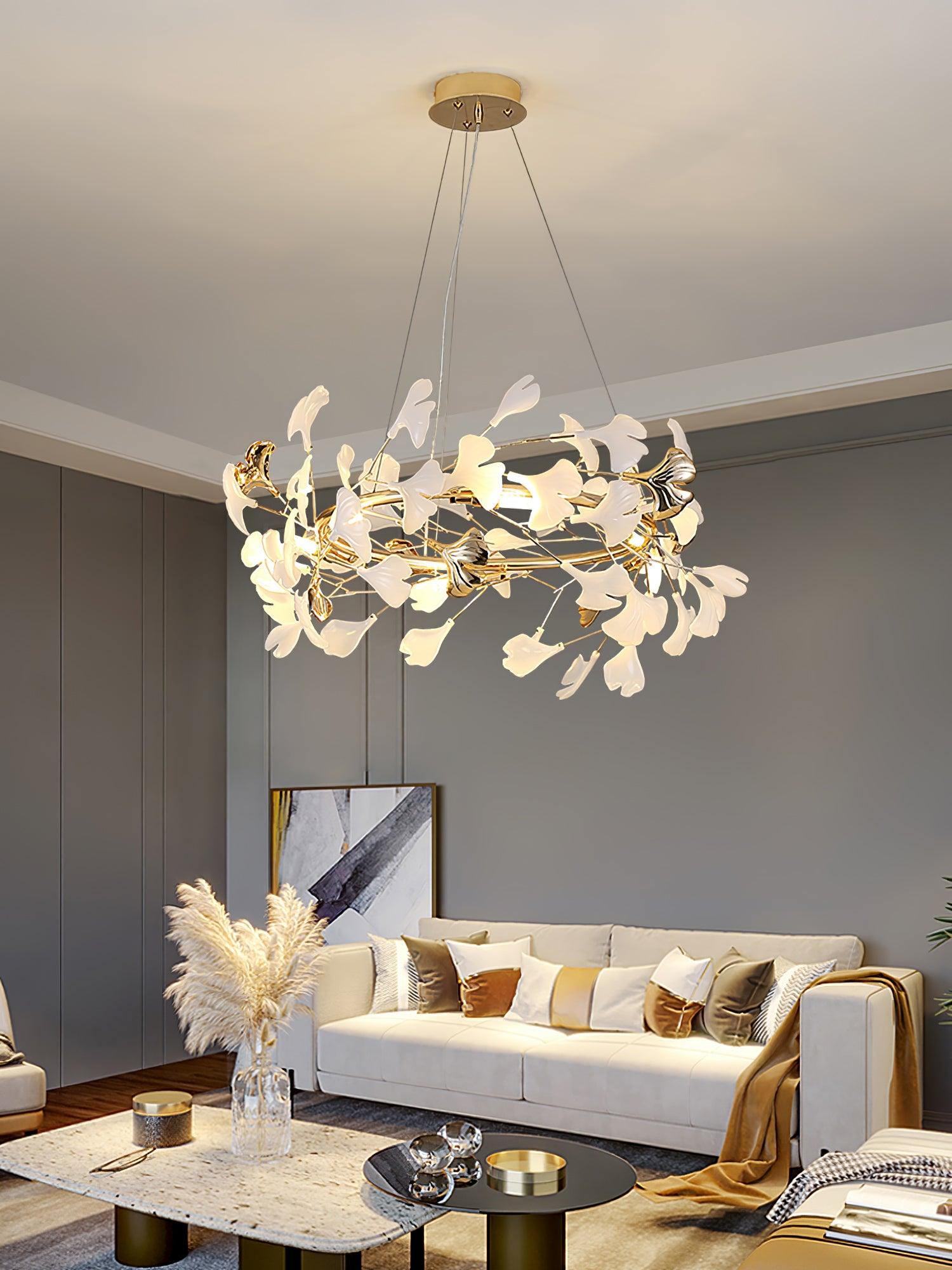 Twilight Branches Ceramic Gingko Chandelier T
